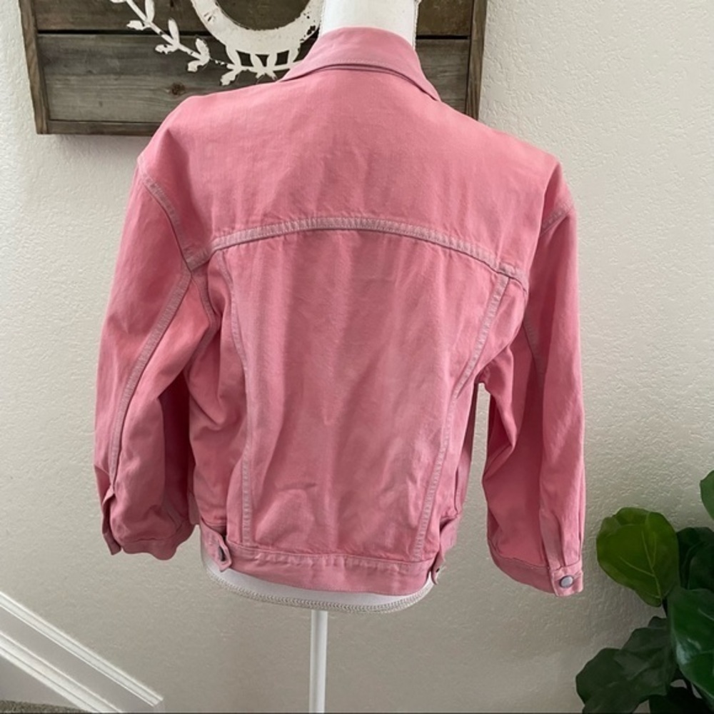 Gap pink cropped denim jean jacket size M Tall - Picture 3 of 10